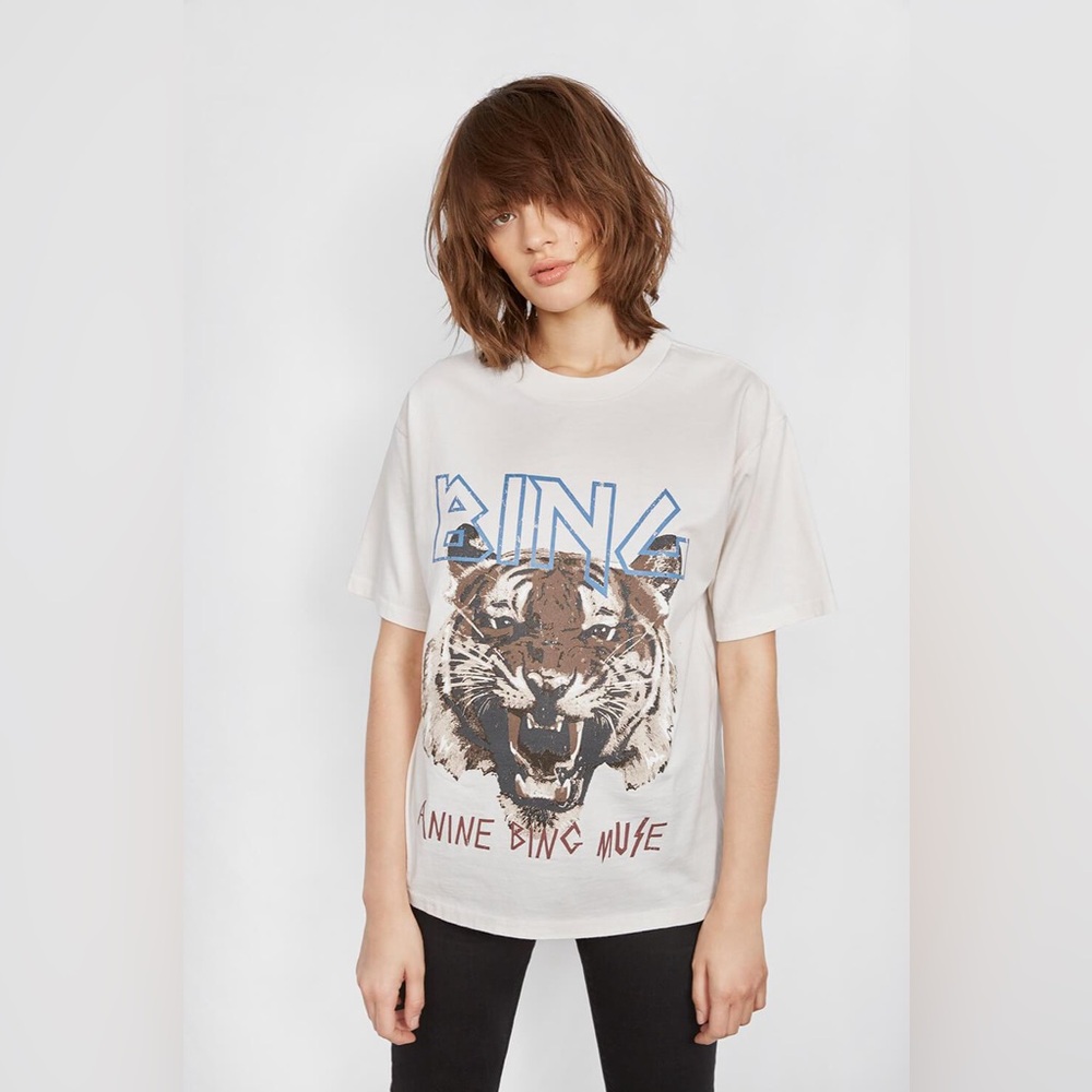 Anine Bing Muse Tiger Tee – White Graphic T-Shirt